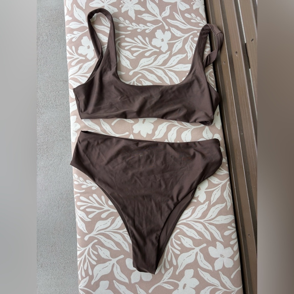Rhythm. Chocolate Brown High-Waist Bikini Set